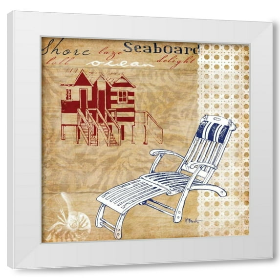Paul Brent 15x15 White Modern Wood Framed Wall Art Titled - Cabana Beach American Collage II
