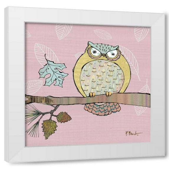 Paul Brent 15x15 White Modern Wood Framed Wall Art Titled - Pastel Owls III