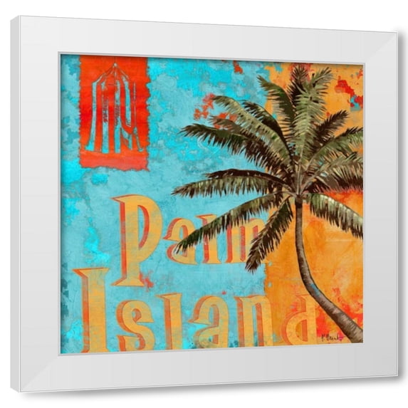 Paul Brent 15x15 White Modern Wood Framed Wall Art Titled - Rojo Palm II