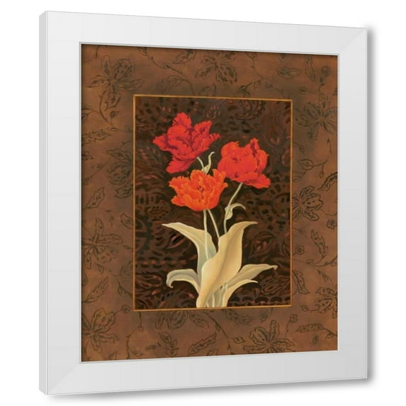 Paul Brent 15x18 White Modern Wood Framed Wall Art Titled - Damask Tulip