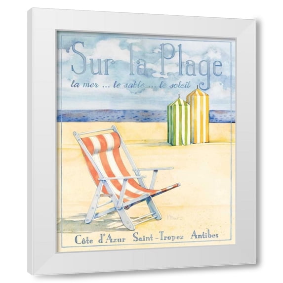 Paul Brent 15x18 White Modern Wood Framed Wall Art Titled - Sur la Plage