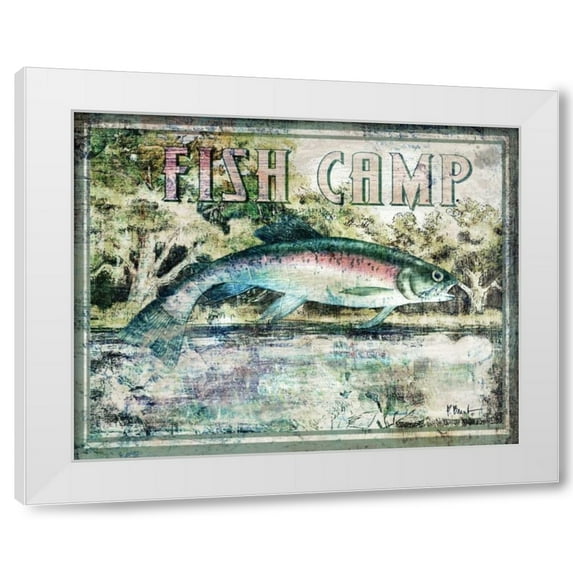 Paul Brent 18x15 White Modern Wood Framed Wall Art Titled - Fish Camp