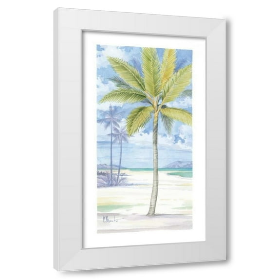 Paul Brent 20x32 White Modern Wood Framed Wall Art Titled - Palm Island II