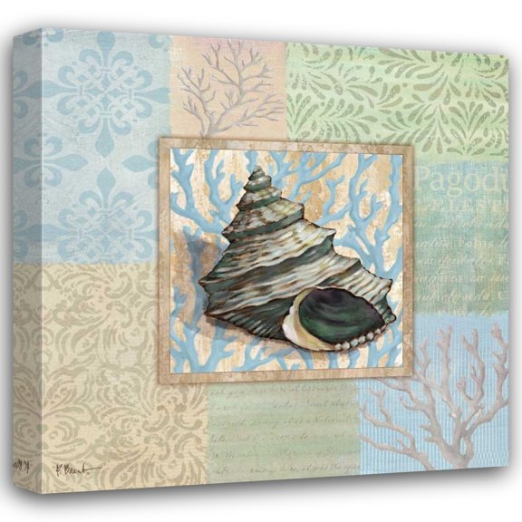 Paul Brent 26x26 Gallery Wrapped Canvas Wall Art Titled - Oceanic Shell Collage II
