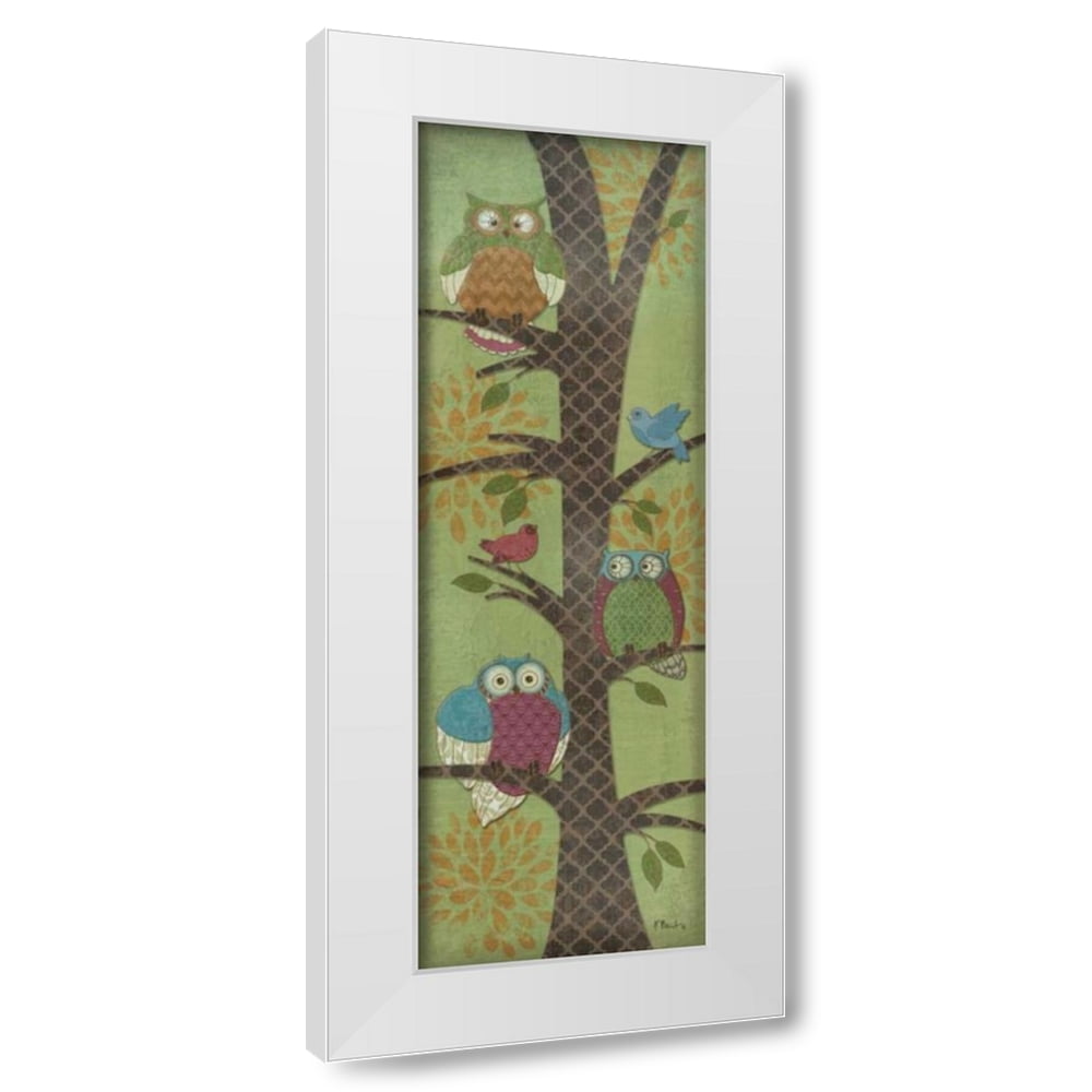 Paul Brent 4x14 White Modern Wood Framed Wall Art Titled - Fantasy Owls ...