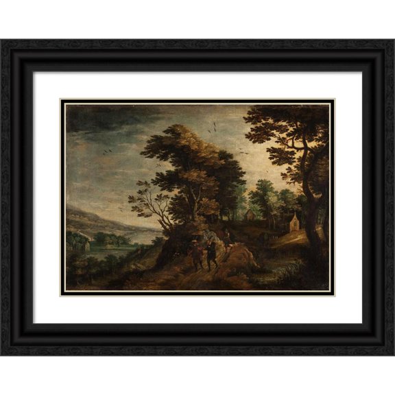 Paul Bril 24x18 Black Ornate Framed Double Matted Museum Art Print Titled: Landscape