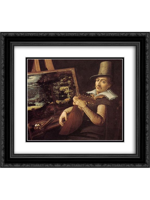 Paul Bril 2x Matted 22x20 Black Ornate Framed Art Print 'Self-Portrait'