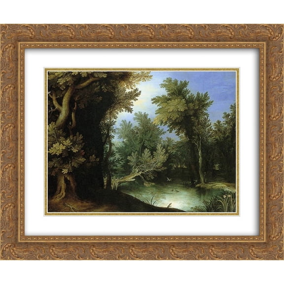 Paul Bril 2x Matted 24x20 Gold Ornate Framed Art Print 'Landscape with a Marsh'