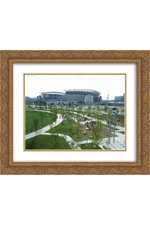 Paul Brown Stadium 2x Matted 24x20 Gold Ornate Framed Art Print from the Stadium Series