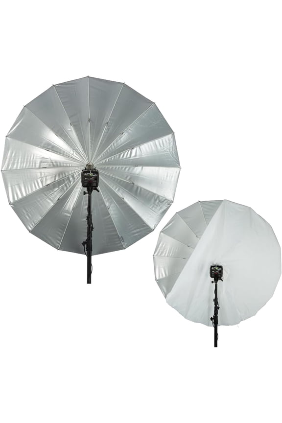 Paul C. Buff 86" Soft Silver PLM Umbrella with White Front Diffusion Fabric