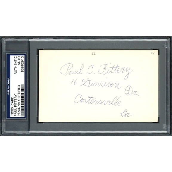 Paul C. Fittery Autographed 3x5 Index Card Cincinnati Reds, Philadelphia Phillies PSA/DNA #83862913