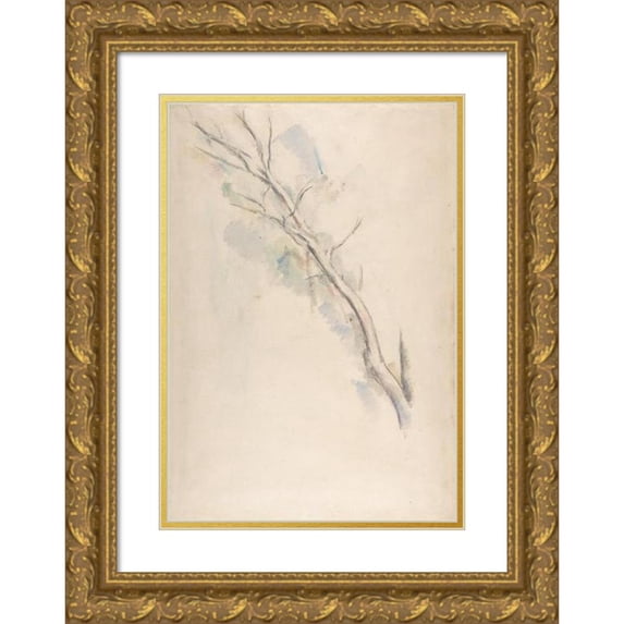 Paul Cézanne 11x14 Gold Ornate Wood Frame and Double Matted Museum Art Print Titled - Study of a Tree (1887-90)