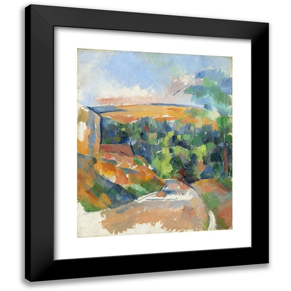 Paul Cézanne 12x14 Black Modern Framed Museum Art Print Titled - The Bend in the Road (1900-1906)