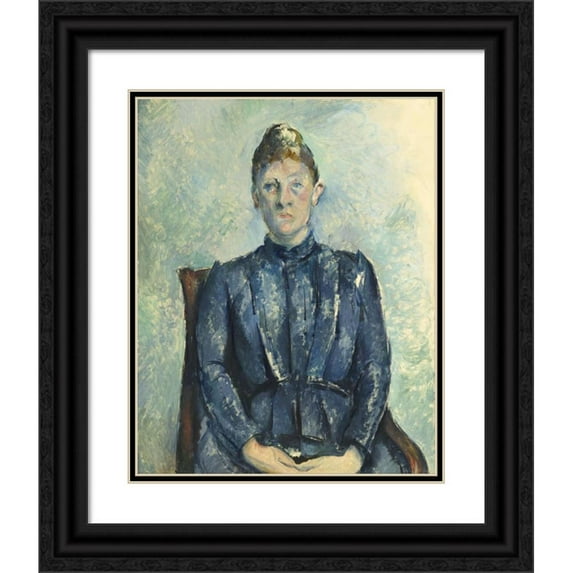 Paul Cézanne 12x14 Black Ornate Wood Framed Double Matted Museum Art Print Titled: Portrait of Madame Cezanne (circa 1890)