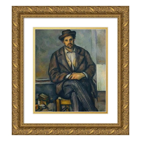 Paul Cézanne 12x14 Gold Ornate Wood Frame and Double Matted Museum Art Print Titled - Seated Peasant (ca. 1892-96)