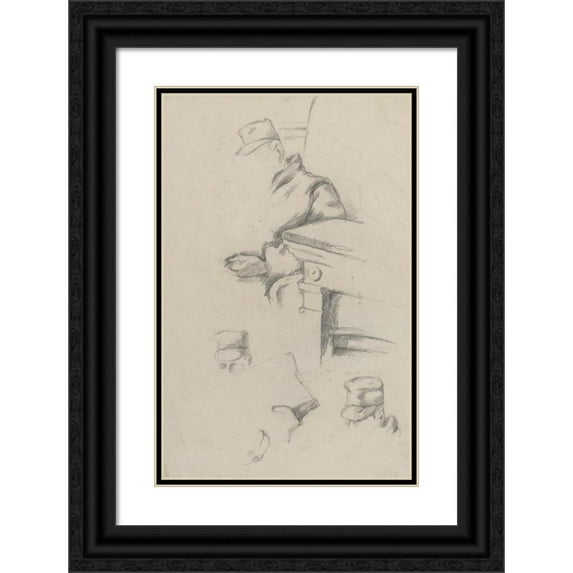Paul Cézanne 13x18 Black Ornate Wood Framed Double Matted Museum Art Print Titled - Father of the Artist (Verso) (C. 1865-1870)