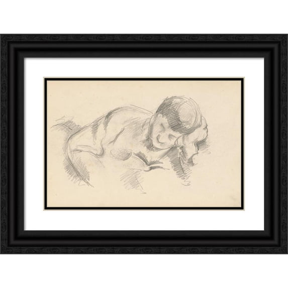Paul Cézanne 14x11 Black Ornate Wood Framed Double Matted Museum Art Print Titled: The Artist's Son Leaning on His Elbow (C. 1887)
