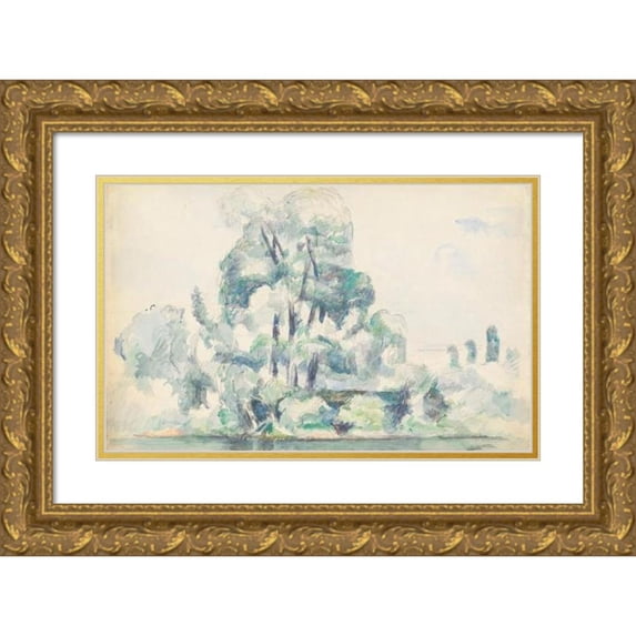 Paul Cézanne 14x11 Gold Ornate Wood Frame and Double Matted Museum Art Print Titled - Banks of the Seine at Medan (1880-1885)