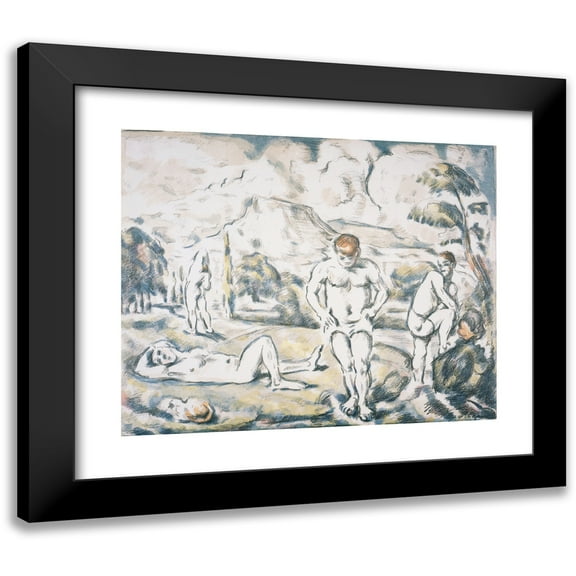 Paul Cézanne 14x12 Black Modern Framed Museum Art Print Titled - The Bathers (circa 1898)