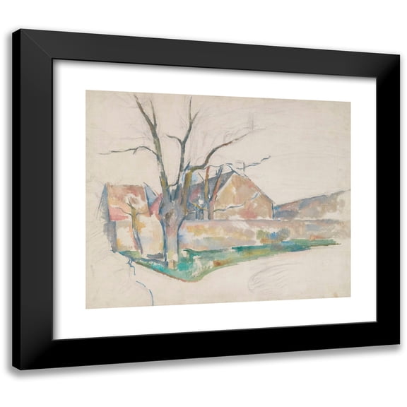 Paul Cézanne 14x12 Black Modern Framed Museum Art Print Titled - Winter Landscape (circa 1885)