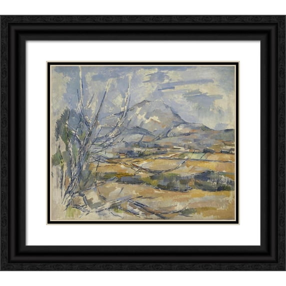 Paul Cézanne 14x12 Black Ornate Wood Framed Double Matted Museum Art Print Titled: Sainte-Victoire Mountain