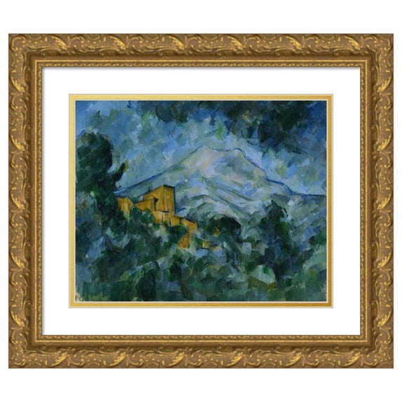 Paul Cézanne 14x12 Gold Ornate Wood Frame and Double Matted Museum Art Print Titled - Mont Sainte -Victoire and Chateau Noir (C.1904 - C.1906)