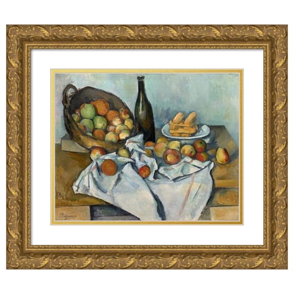 Paul Cézanne 14x12 Gold Ornate Wood Frame and Double Matted Museum Art Print Titled - The Basket of Apples (1893)