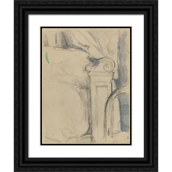 Paul Cézanne 15x18 Black Ornate Wood Framed Double Matted Museum Art Print Titled - Bedpost (Verse) (C. 1895)