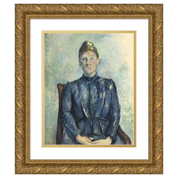 Paul Cézanne 15x18 Gold Ornate Wood Frame and Double Matted Museum Art Print Titled - Portrait of Madame Cezanne (circa 1890)