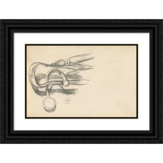 Paul Cézanne 18x13 Black Ornate Wood Framed Double Matted Museum Art Print Titled - Fireplace Tongs and Poker (1887-1892)