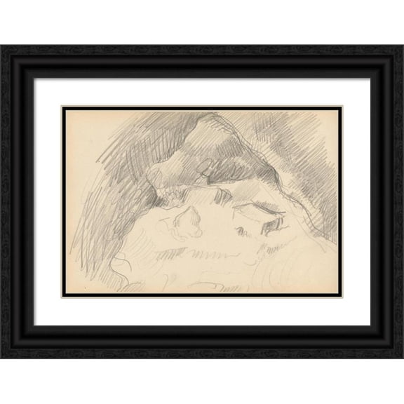 Paul Cézanne 18x13 Black Ornate Wood Framed Double Matted Museum Art Print Titled - Landscape Seen from the Inside of a Cave (1889-1892)