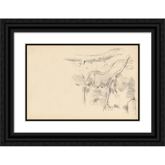 Paul Cézanne 18x13 Black Ornate Wood Framed Double Matted Museum Art Print Titled - Pine Tree (1882-1885)