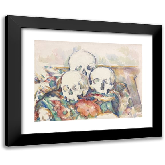 Paul Cézanne 18x15 Black Modern Framed Museum Art Print Titled - The Three Skulls (1902-1906)