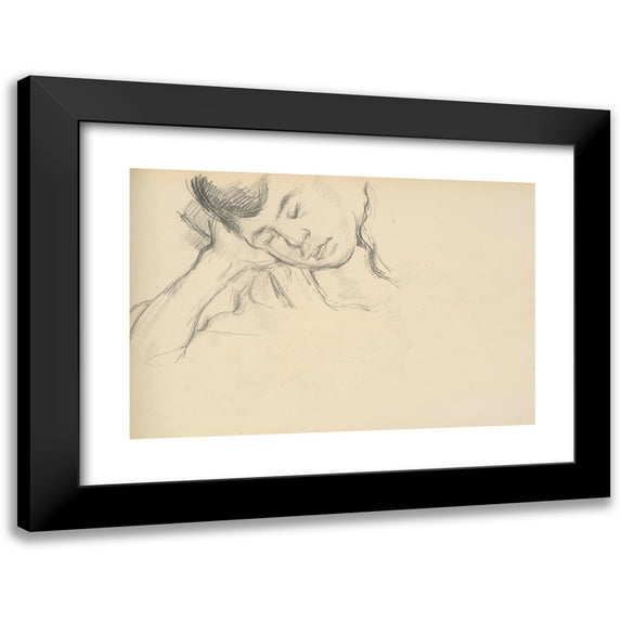 Paul Cézanne 24x17 Black Modern Framed Museum Art Print Titled - Figure Resting Head on Hand (C. 1889)