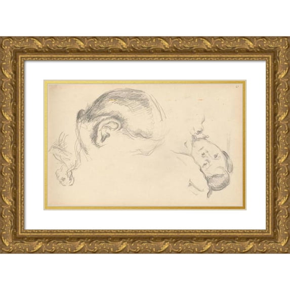 Paul Cézanne 24x17 Gold Ornate Framed and Double Matted Museum Art Print Titled - Three Heads, One of Madame Cezanne (1882-1885)