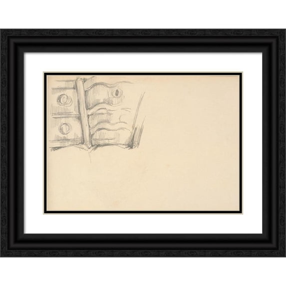 Paul Cézanne 24x18 Black Ornate Framed Double Matted Museum Art Print Titled: Chair and Dresser (1880-1883)