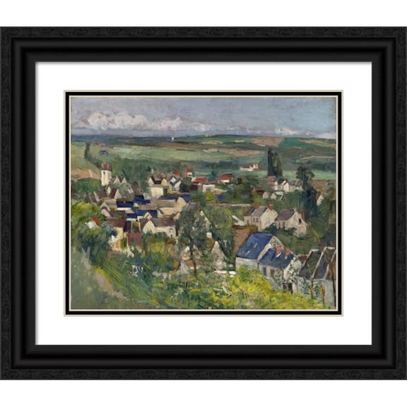 Paul Cézanne 24x20 Black Ornate Framed Double Matted Museum Art Print Titled: Auvers, Panoramic View (1873)