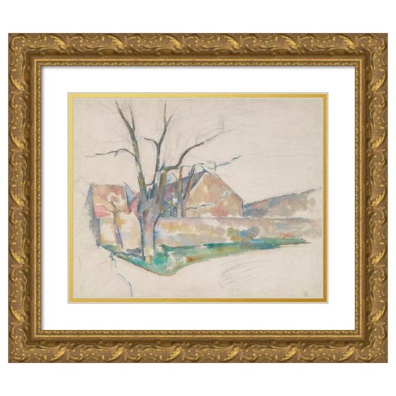 Paul Cézanne 24x20 Gold Ornate Framed and Double Matted Museum Art Print Titled - Winter Landscape (circa 1885)