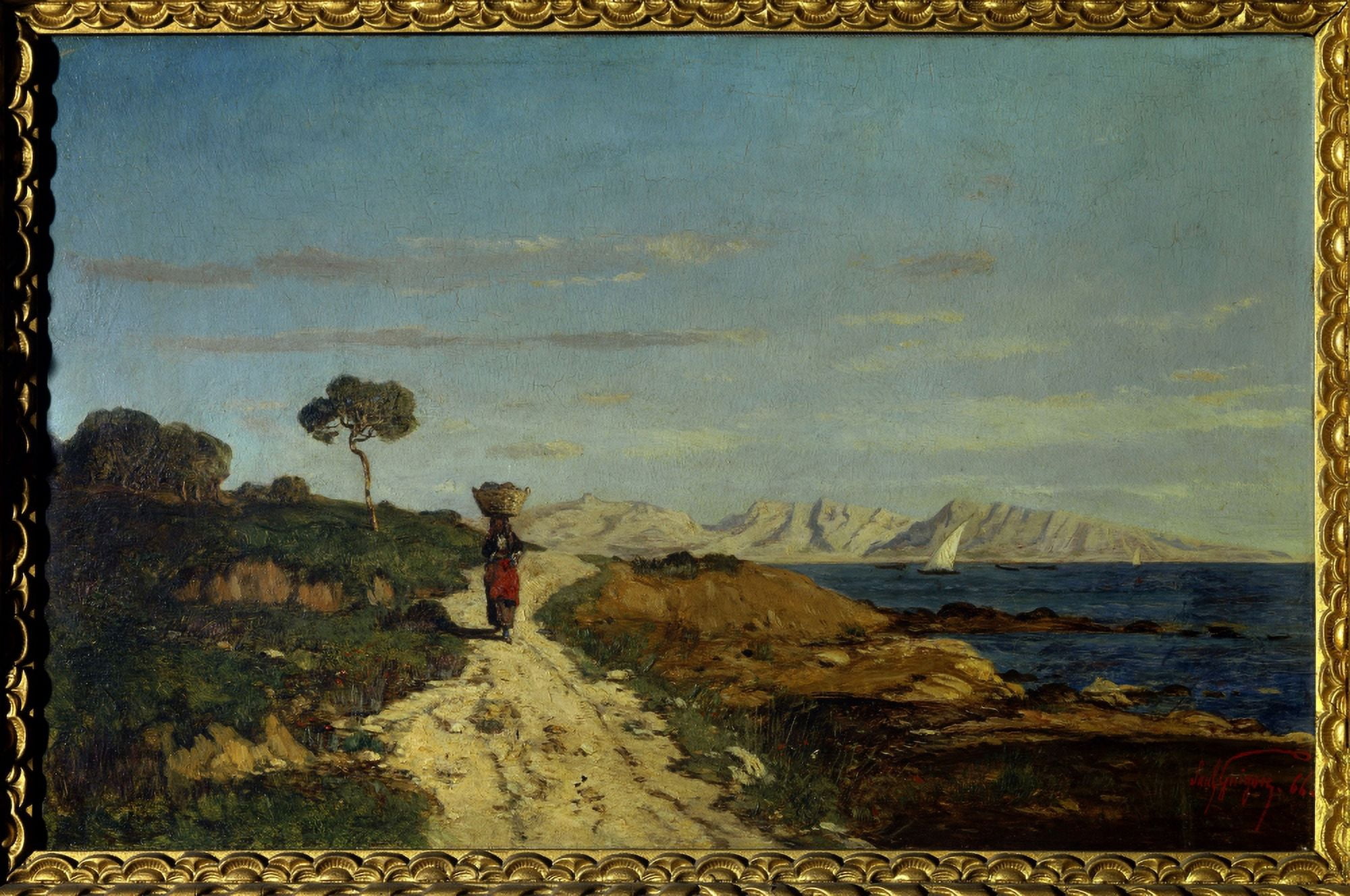 Paul Camille Guigou (1834-1871) French School Canvas Art - (24 x 18)