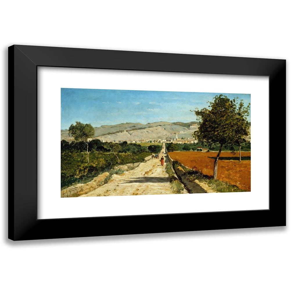 Paul-Camille Guigou 18x12 Black Modern Framed Museum Art Print Titled - Landscape of Provence. View of Saint-Saturnin-Les-App. (1867)