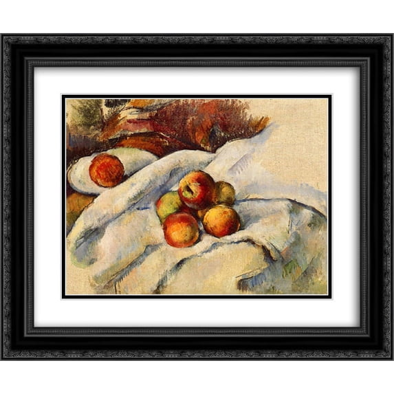 Paul Cezanne 2x Matted 24x20 Black Ornate Framed Art Print 'Apples on a Sheet'