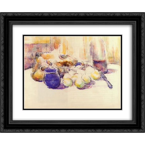 Paul Cezanne 2x Matted 24x20 Black Ornate Framed Art Print 'Blue Pot and Bottle of Wine'