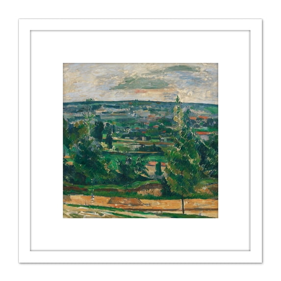 Paul Cezanne Landscape From Jas De Bouffan 8X8 Inch Square Wooden Framed Wall Art Print Picture with Mount
