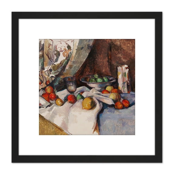 Paul Cezanne Nature Morte Cropped 8X8 Inch Square Wooden Framed Wall Art Print Picture with Mount