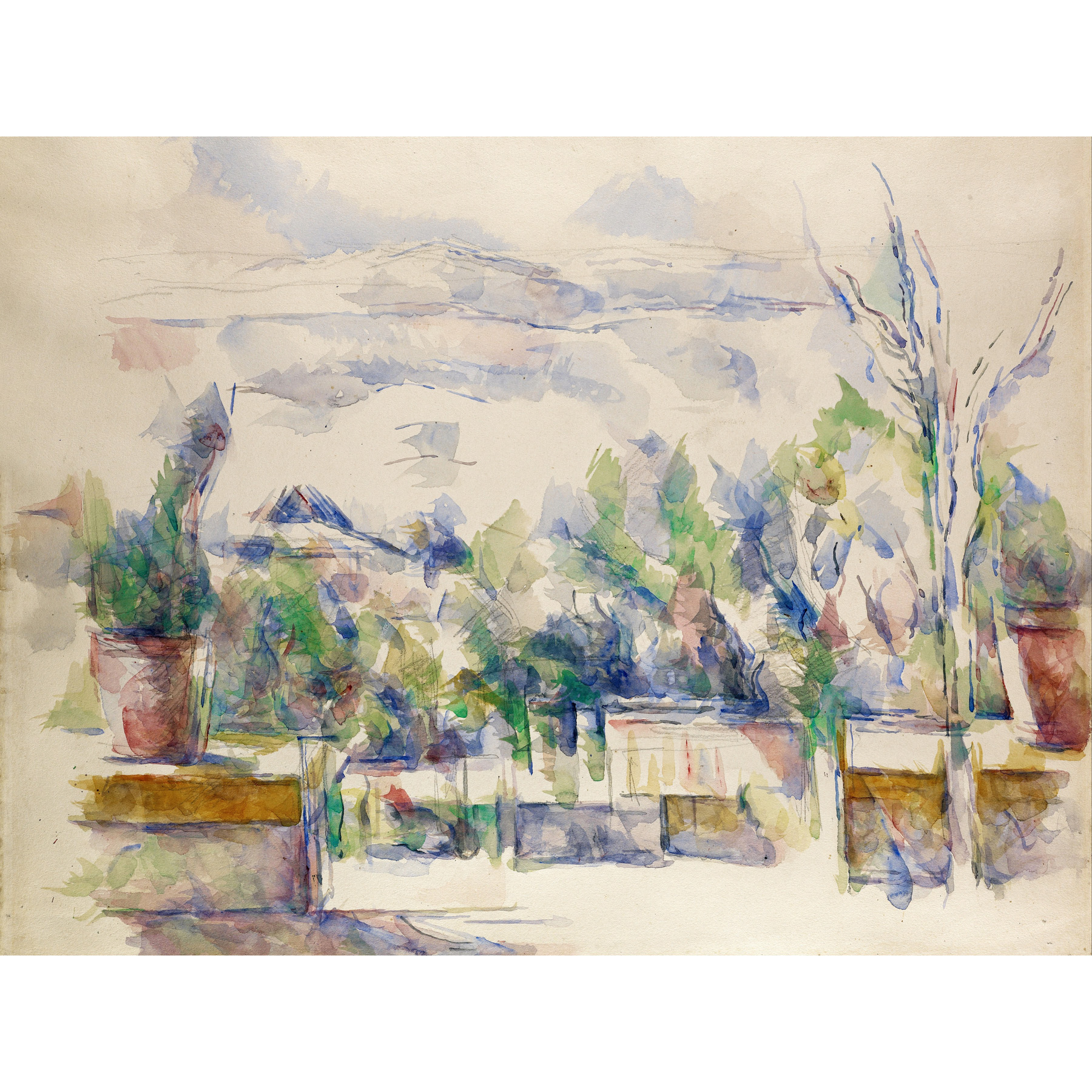 Paul Cezanne The Terrace At The Garden At Les Lauves Extra Large Art Print Wall Mural Poster Premium XL