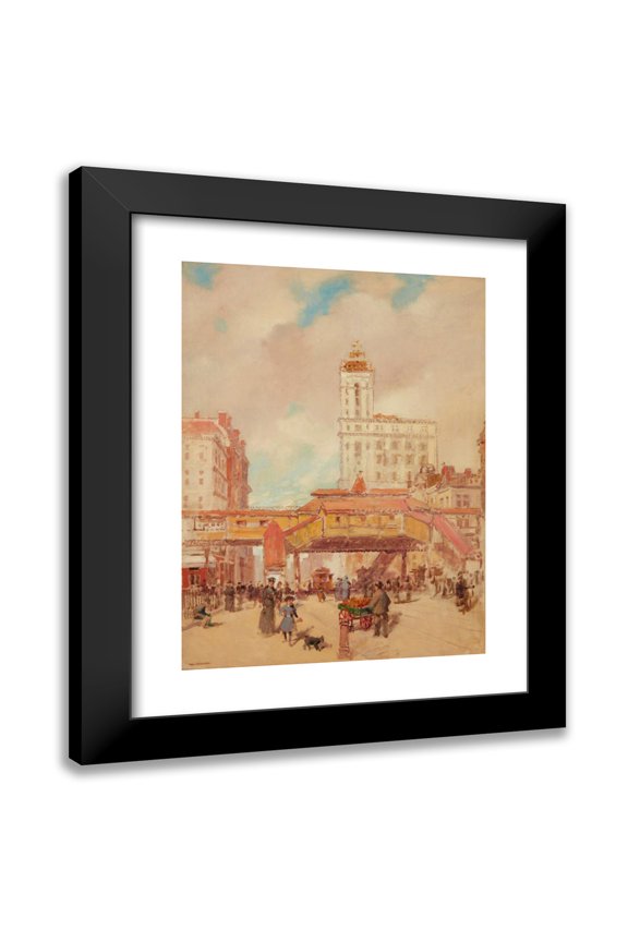 Paul Cornoyer 11x14 Black Modern Framed Museum Art Print Titled - Third Avenue, New York