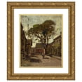 thumbnail image 1 of Paul Cornoyer 15x18 Gold Ornate Wood Frame and Double Matted Museum Art Print Titled - View of a Town Square with a Man, 1 of 4