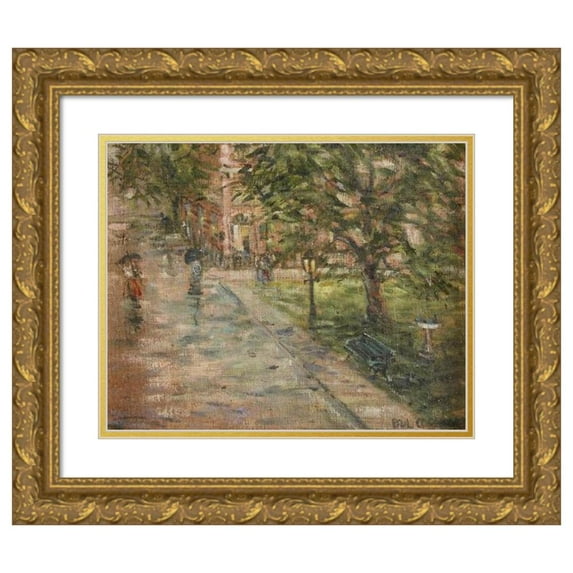 Paul Cornoyer 24x20 Gold Ornate Framed and Double Matted Museum Art Print Titled - Rainy Street Sceneenedne