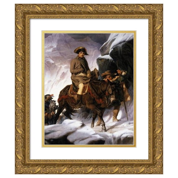 Paul Delaroche 12x14 Gold Ornate Wood Frame and Double Matted Museum Art Print Titled - Napoleon Crossing the Alps (1850)