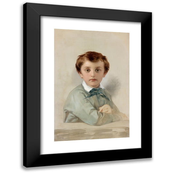 Paul Delaroche 17x24 Black Modern Framed Museum Art Print Titled - Portrait of Philippe-Gregoire Delaroche, the Artist's Younger Son (1851)